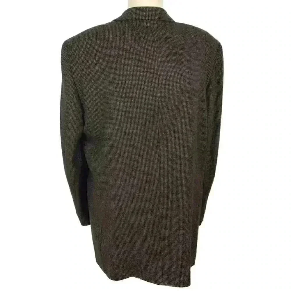 Jack Victor Super 100s Mens 46L 2 Button Blazer Sport Coat Brown Wool Box Check